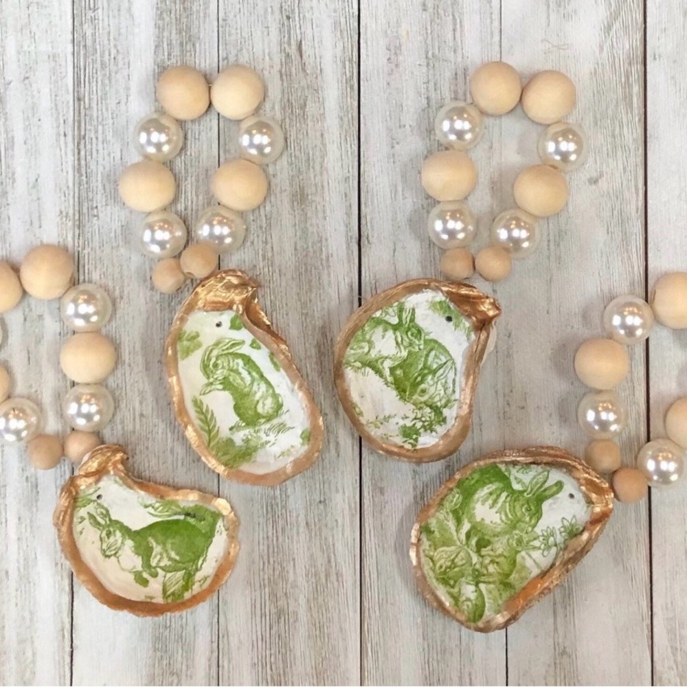 Easter Bunny Napkin Rings Green Toile